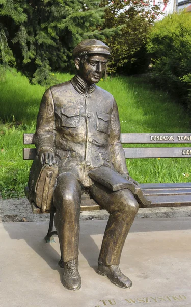 Monument of young Karol Wojtyla (Pope John Paul II) in his home — Stock Photo, Image