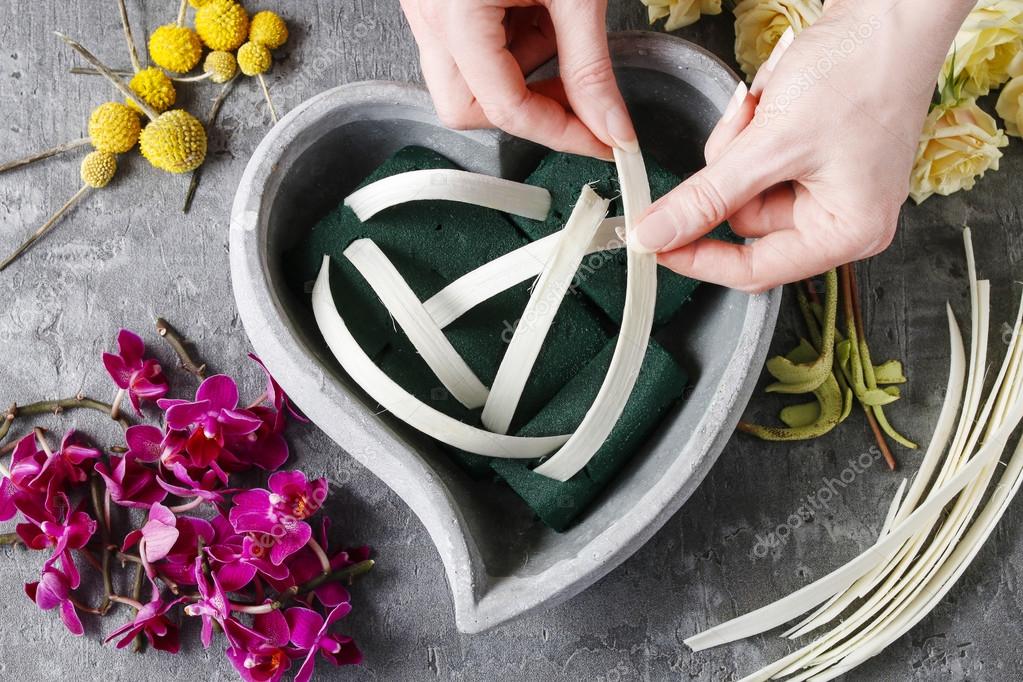 Steps of making floral arrangement — Stock Photo © agneskantaruk 86363396