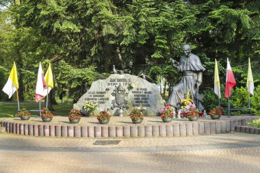 Monument of Pope John Paul II at the city park, Rabka Zdroj, Pol clipart