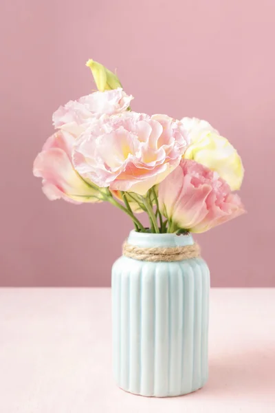 Bouquet of pink eustoma flowers — Stock Photo, Image