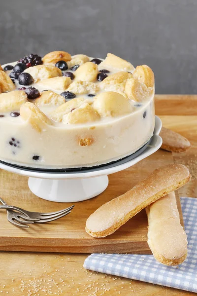 Blueberry cheesecake with ladyfinger biscuits — Stock Photo, Image