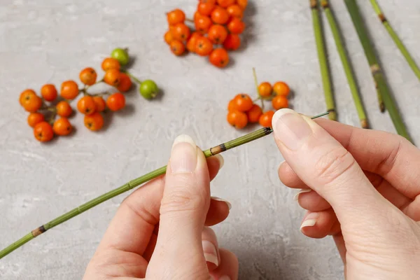 How to make autumn napkin ring with rowan berry - tutorial — ストック写真