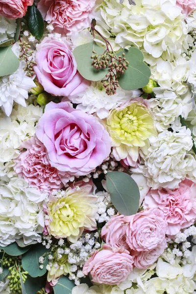 Fondo de flores con rosa, dalia, hortensia y clavel flo —  Fotos de Stock