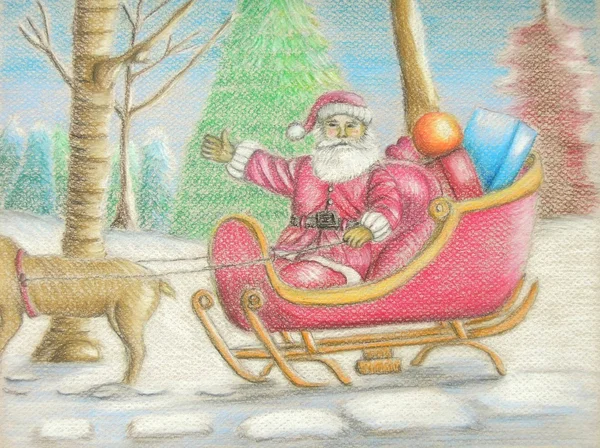 Санта Клаус приезжает в город — стоковое фото