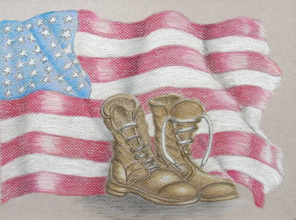 Memorial Day flag and boots