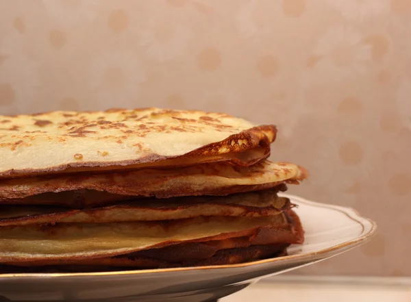 The stack of the pancakes on the plate closeup — Stock Photo, Image