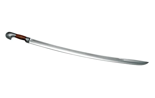 Espada de cavalaria circassiana nua isolada sobre branco — Fotografia de Stock