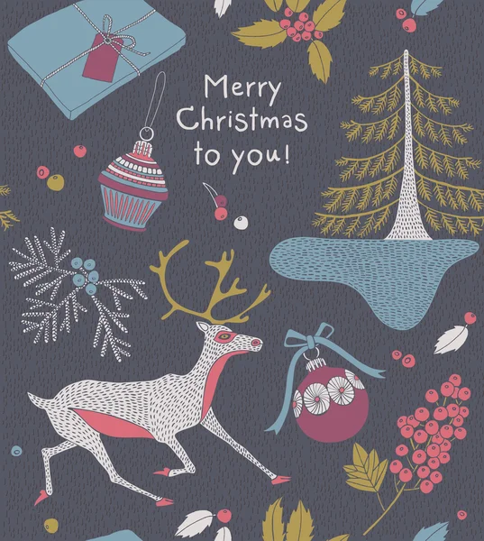 クリスマスグリーティングカード. — ストックベクタ