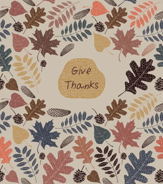Día de Acción de Gracias. Hojas de otoño, estilo plano de dibujos animados simples — Archivo Imágenes Vectoriales