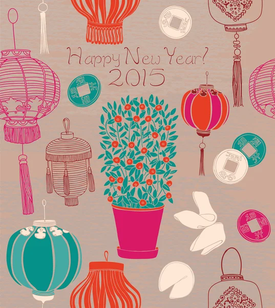 Κινέζικη κάρτα νέου έτους. — Διανυσματικό Αρχείο