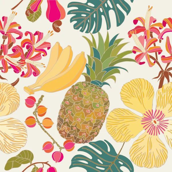 Dikişsiz desen, tropik çiçekler.