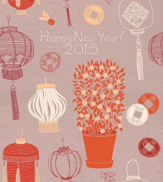 Nouvel an chinois carte. — Image vectorielle