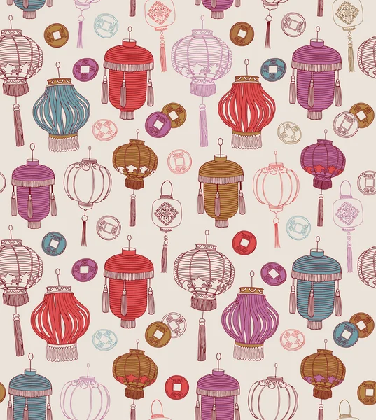 Chinese new year symbols. Seamless pattern.