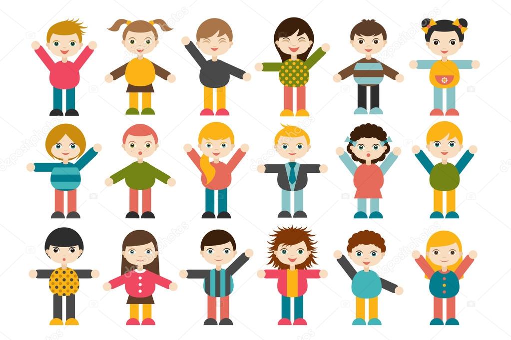 Gro e Reihe von verschiedenen Cartoon Kinderfiguren Gro e Reihe von verschiedenen Cartoon Kinderfiguren