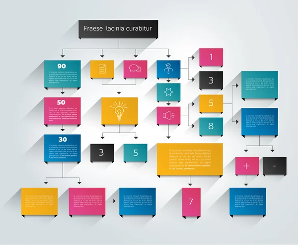 Großes Flussdiagramm. geometrisches Schema. Präsentation Infografik Element. — Stockvektor