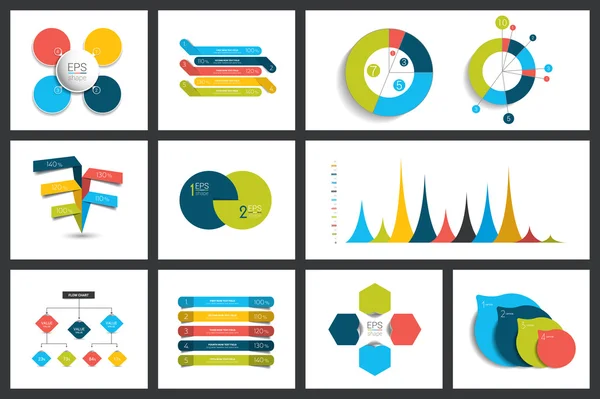 Mega uppsättning infographics element diagram, grafer, cirkel diagram, diagram, pratbubblor. Platt och 3d-design. Vektor. — Stock vektor