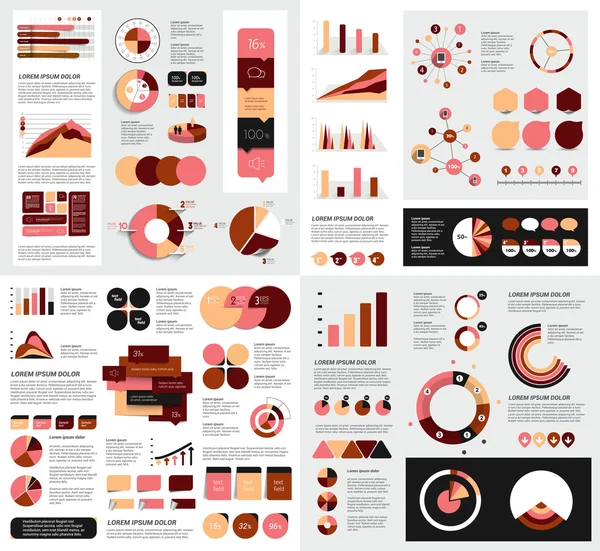 Mega verzameling van infographics elementen grafieken, grafieken, cirkel grafieken, diagrammen, tekstballonnen. Vlakke en 3D-ontwerp. Vector. — Stockvector