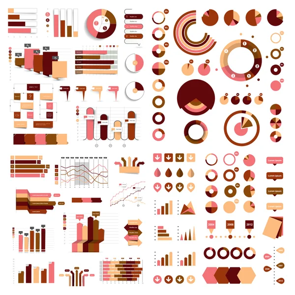 Mega set of infographic elements charts, graphs, circle charts, diagrams, speech bubbles. Flat and 3D design. Vector. — Stock Vector