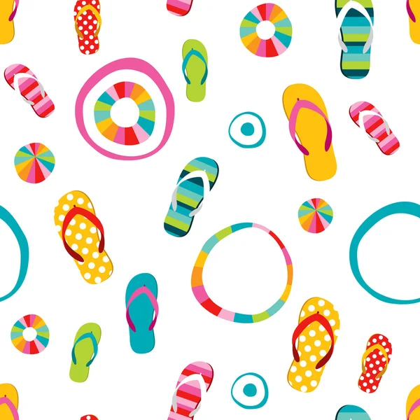 Flip-Flop Farbe Sommermuster. nahtlose Wiederholung Muster, Hintergrund. Cartoon-Illustration. — Stockvektor