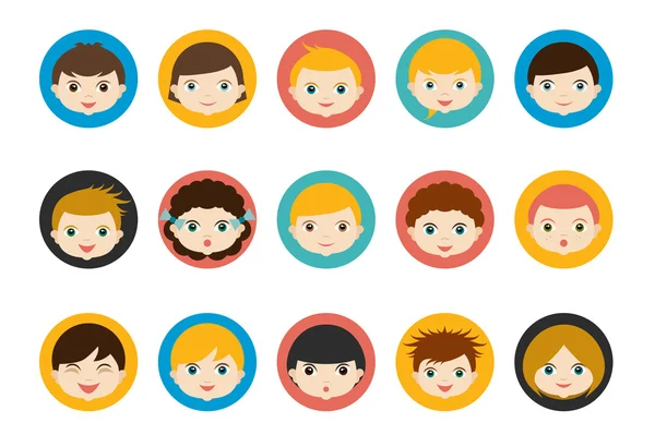 Children heads, avatar. Color flat vector. — Stock Vector