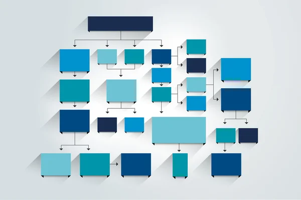 Fowchart. Schema di ombre colorate blu . — Vettoriale Stock