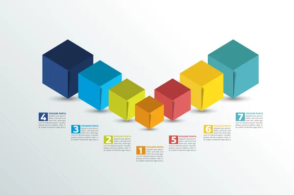 Cube infographics opties banner, sjabloon, schema, diagram, tekst lay-out. — Stockvector