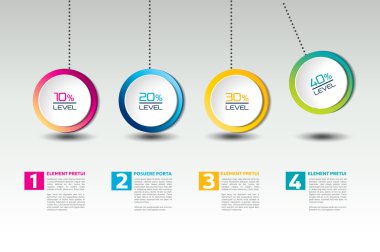 Infographic vektör seçeneği afiş sarkaç ile. Renkli küreler, toplar, kabarcıklar. 