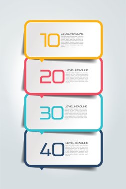 4 adımda infographics rapor, şablonu, grafik, düzeni. Vektör.