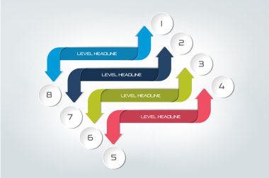 Ok infographics düzeni, diyagram, grafik, akış çizelgesi. Vektör.