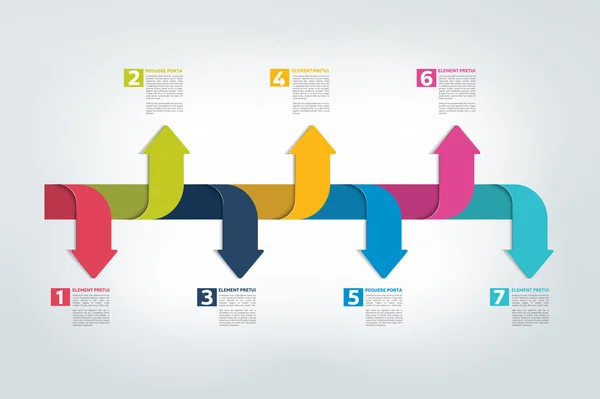 Cronologia rapporto verticale, modello, grafico, schema, passo dopo passo infografica. Vettore . — Vettoriale Stock