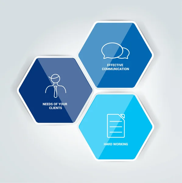 Diagrama hexagonal, esquema, elemento de infografía . — Vector de stock