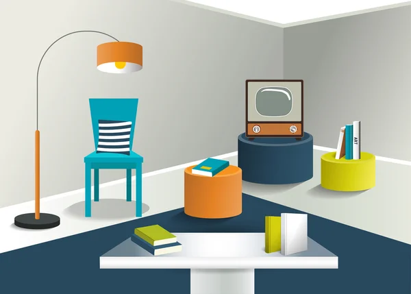 3D living room design. Minmalistic real modern design. Vector. — Stock Vector