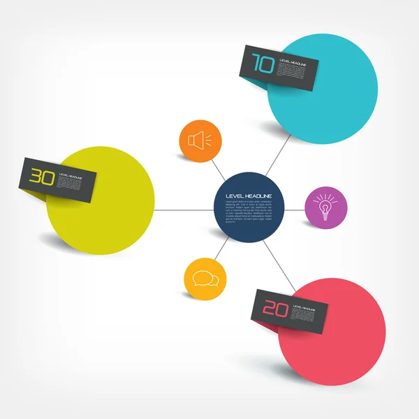 Aangesloten cirkel toespraak diagram. vector. Infographic. — Stockvector