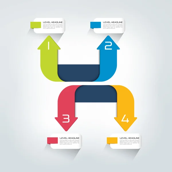 Diagrama de design de setas de cor de quatro direções, gráfico, modelo, infográfico. Vetor . —  Vetores de Stock