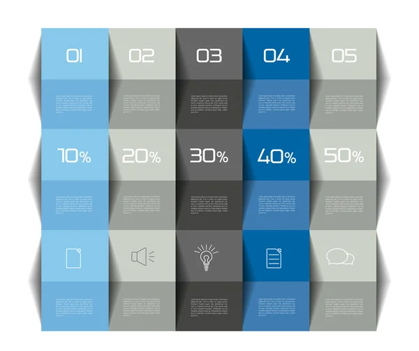 Table template. Schedule table. 3D table. Business table. Brochure table, schedule. Minimalistic table. Step by step. — Stock Vector