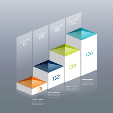 Infographic vektör 3d grafik, grafik, dijital diyagram, iş akışı, numara adım adım seçeneğini.
