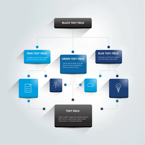 Fluxograma de infográficos. esquema de sombras coloridas. — Vetor de Stock