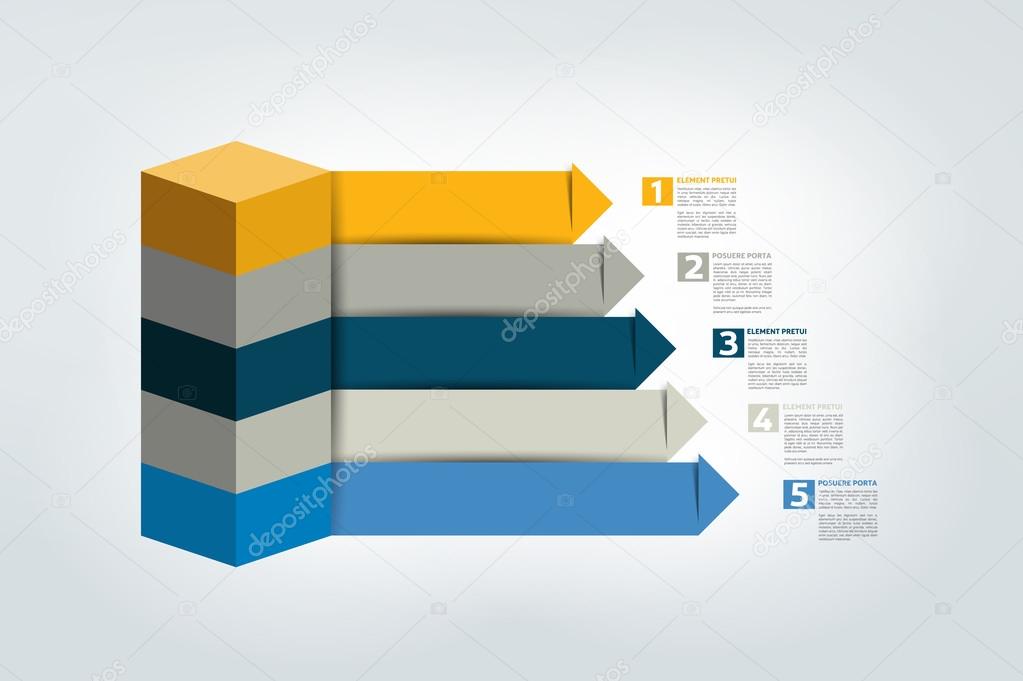 Infographic business arrows staircase diagram, template, chart, scheme. Vector.