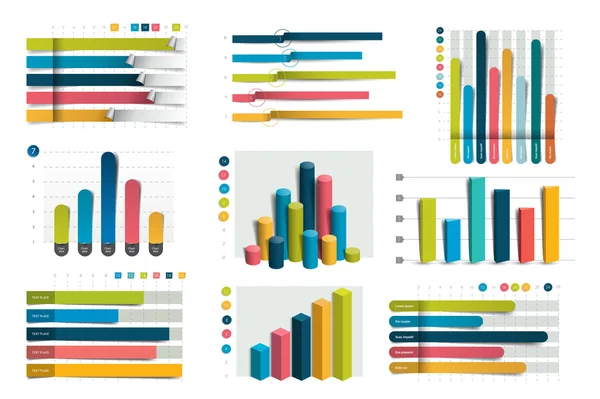 Grand ensemble de charmes, de graphiques. Couleur bleue. Infographie éléments d'affaires . — Image vectorielle