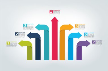 Ok infographics düzeni, diyagram, grafik, akış çizelgesi. Vektör.