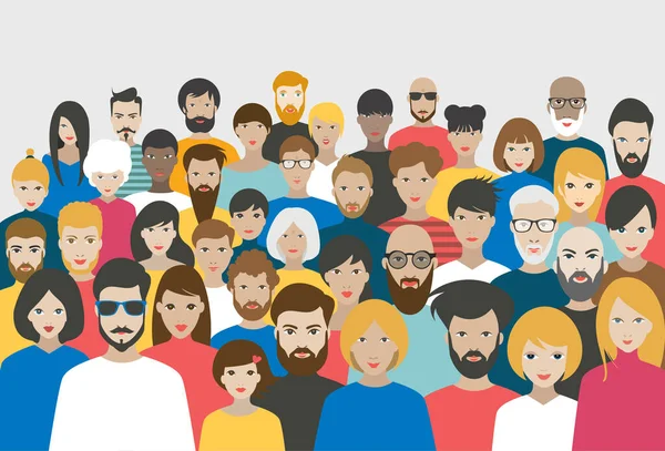 Crowd People Big Group Different People Vector — Stock Vector