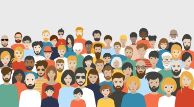 Crowd of people. A big group of different people. Vector. clipart