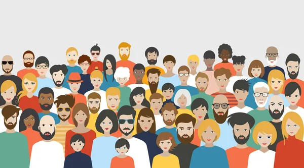 Crowd People Big Group Different People Vector — Stock Vector