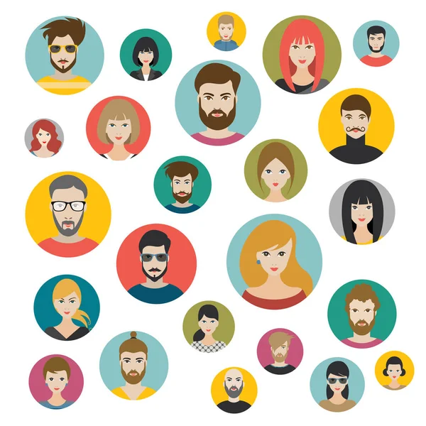 Set Persons Avatars People Heads Different Nationality Flat Style Vector — Stock Vector