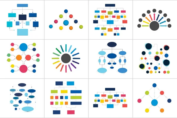 Esquemas Gráficos Aves Diagramas Mega Set Simplemente Color Editable Elementos — Vector de stock