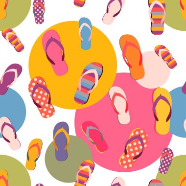 Terlik rengi yaz şablonu. Kusursuz bir arka plan. Çizgi film düz çizimi.