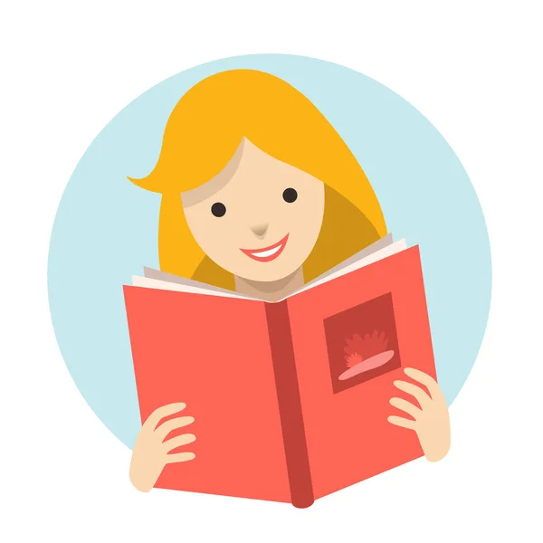 Criança Miúdo Ler Livro Vetor Plano — Vetor de Stock
