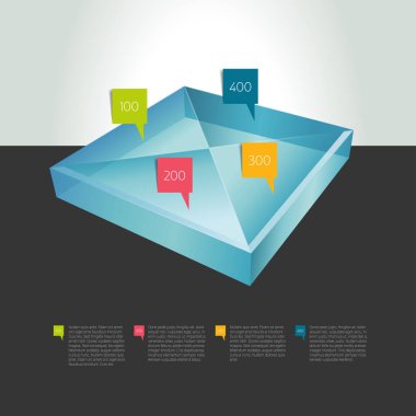 Dört seçenekli kare bilgi grafiği şablonu.