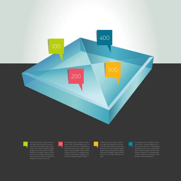 Cztery Opcje Kwadratowy Szablon Infografiki — Wektor stockowy