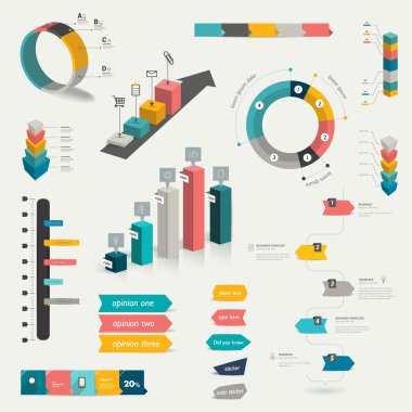 infographics öğeleri koleksiyonu. renkli set şablonunu.